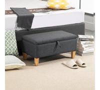 HOMCOM Ottoman Storage Padded Top Charcoal/Natural