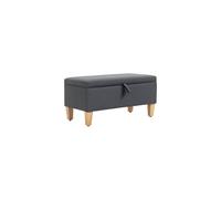 HOMCOM Linen Storage Ottoman Storage Box with Rubberwood Legs Dark Grey