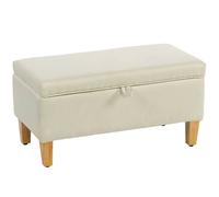 Homcom Linen Storage Ottoman Storage Box With Rubberwood Legs, Beige
