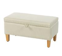Homcom Linen Storage Ottoman Storage Box With Rubberwood Legs In Beige Beige