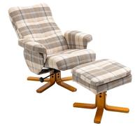 Homcom Linen Swivel Recliner Chair with Footstool