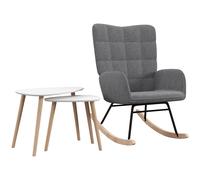HOMCOM Living Room Furniture Set, Wingback Rocking Chair and Two Nesting Coffee Tables, White and Dark Grey