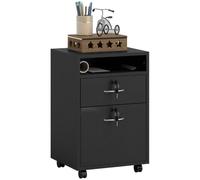 Homcom 60Cm Filing Cabinet With Drawers And Open Shelf, Black