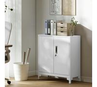 HOMCOM Lockable Metal Filing Cabinet, 2-Tier Storage Cupboard in White HOMCOM White