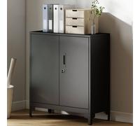 Homcom Lockable Metal Filing Cabinet, 2-Tier Storage Cupboard, Black