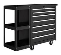 HOMCOM Lockable Steel Tool Chest on Wheels, 7 Drawer Tool Box with Handle for Workshop, Garage, Black