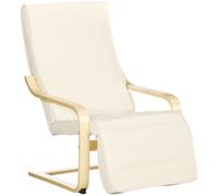 HOMCOM Lounge Chair Recliner Adjustable Footrest Home Cream White