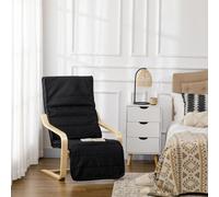 Homcom Deck Lounge Chair Garden Recliner Black Adjustable Black One Size