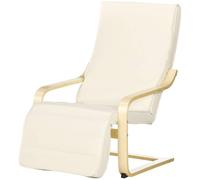 HOMCOM Lounge Chair Recliner Adjustable Footrest Home Cream White | TJ Hughes