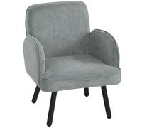 HOMCOM Lounge Chair Velvet Upholstered Armchair with Spring Cushion for Living Room Bedroom Grey
