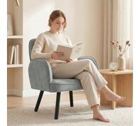 HOMCOM Lounge Chair Velvet Upholstered Spring Cushion Grey HOMCOM Grey