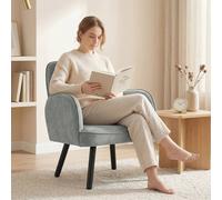 Homcom Lounge Chair Velvet Upholstered Spring Cushion Grey