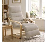 HOMCOM Lounge Chair with Wooden Frame for Living Room, Bedroom, Light Brown
