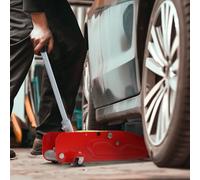 HOMCOM Hydraulic Car Jack, Low Profile Trolley Jack, 2 Ton Heavy Duty Steel Floor Jack with Quick Lift for Car Auto Trailer Garage Tyre Repair, Red