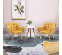 HOMCOM Luxe Accent Chair w/ Wide Arms Slanted Back - Yellow, Yellow