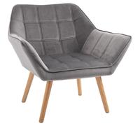 HOMCOM Luxe Velvet-Feel Accent Chair w/ Wide Arms Slanted Back Wood Legs Grey | TJ Hughes