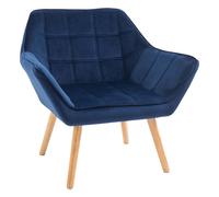 Homcom Luxe Velvet-Feel Accent Chair W/ Wide Arms Slanted Back Wood Legs Blue