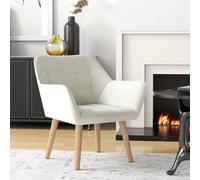 Velvet-Feel Accent Chair with Arms Slanted Back Wood Legs HOMCOM Cream One Size