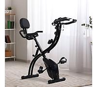 HOMCOM Steel 2-in-1 Exercise Bike w/ Arm Resistance Bands Black
