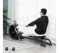 HOMCOM Magnetic Foldable Rowing Machine w/ 16-Level Adjustable Resistance for Home Gym