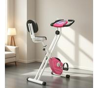 HOMCOM Magnetic Resistance Exercise Bike Foldable LCD Adjustable Seat Grey - Pink
