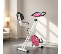 Homcom Magnetic Resistance Exercise Bike Foldable Lcd Adjustable Seat In Pink Pink