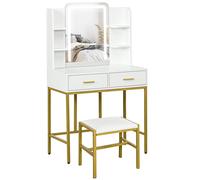 HOMCOM Makeup Vanity Desk Set With Lighting Mirror - Stool - Drawers - White | TJ Hughes