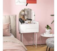 HOMCOM Makeup Vanity Table with Mirror Drawers Modern Dressing Table White