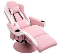 Homcom Manual Recliner Armchair Pu Sofa Chair With Footrest And Reclining In Pink Pink