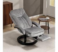 HOMCOM Manual Recliner Armchair with Footrest, Wooden Base, Grey