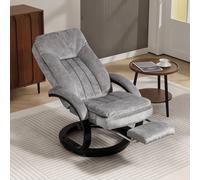 HOMCOM Manual Recliner Armchair with Footrest, Wooden Base, Grey