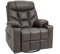 HOMCOM Manual Recliner Chair Footrest, Cup Holder, Side Pocket, Brown