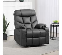 HOMCOM Manual Recliner Chair with Footrest, Cup Holder, Swivel Base - Black - PU Leather - 86cm x 93cm x102cm