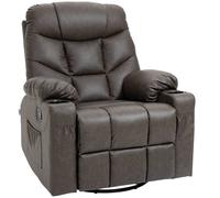 Homcom Manual Recliner Chair With Footrest, Cup Holder, Swivel Base, Brown Brown