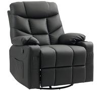 Manual Recliner Chair with Footrest, Cup Holder, Swivel Base, Black HOMCOM Black One Size