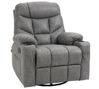HOMCOM Manual Recliner Chair with Footrest - Cup Holder - Swivel Base - Grey | TJ Hughes