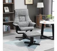 HOMCOM Manual Recliner Sofa With Footrest Swivel Sofa Armchair Faux Leather in Grey HOMCOM Grey