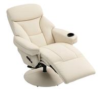 HOMCOM Manual Recliner Swivel Lounge Chair with Footrest, Cream White | Size: Armchair HOMCOM Cream Armchair