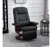 HOMCOM Manual Recliner Swivel Reclining Chair with Footrest Armrests, Black - Black
