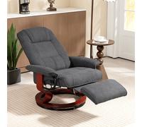 HOMCOM Manual Recliner Swivel Reclining Chair with Footrest Armrests Grey | TJ Hughes