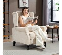 (Cream) HOMCOM Manual Reclining Armchair Recliner with Footrest Dark