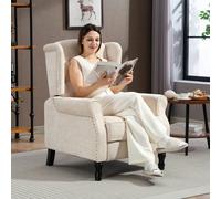 HOMCOM Manual Reclining Armchair Recliner with Footrest - Beige | TJ Hughes