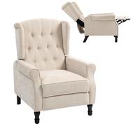 HOMCOM Manual Reclining Armchair Recliner with Footrest - Beige | TJ Hughes