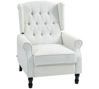 Manual Reclining Armchair Recliner with Footrest Cream White HOMCOM Cream One Size