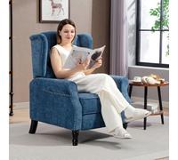 HOMCOM Manual Reclining Armchair Recliner with Footrest Royal Blue, Blue