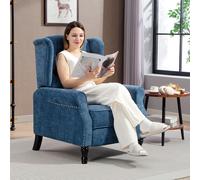 HOMCOM Manual Reclining Armchair Recliner with Footrest Royal Blue - Royal Blue