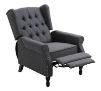 HOMCOM Manual Reclining Armchair Recliner with Retractable Footrest Dark Grey