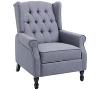 HOMCOM Manual Reclining Armchair Recliner with Retractable Footrest Light Grey | TJ Hughes