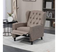 Homcom Marble Effect Manual Reclining Armchair W/ Footrest Studs Wood Legs Brown