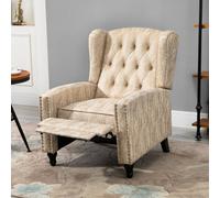 HOMCOM Marble Effect Manual Reclining Armchair w/ Footrest Studs Wood Legs in Beige HOMCOM Beige